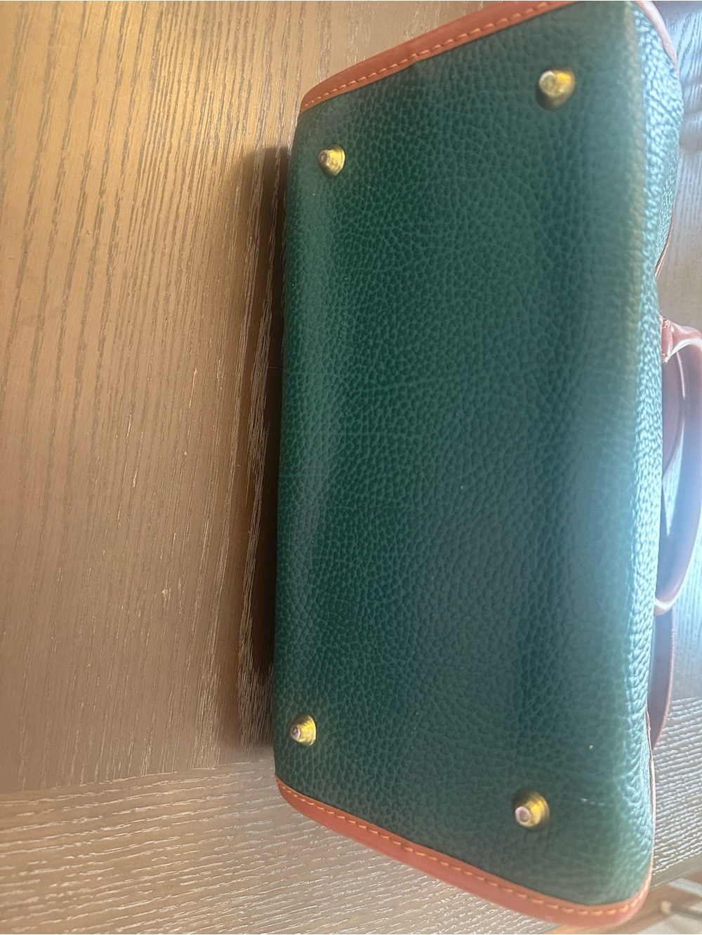 Dooney & Bourke Green Pebbled Leather Crossbody with Brown Trim - Picture 4 of 6